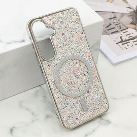 Futrola GLAM GLOW MagSafe - Samsung S921 Galaxy S24 5G/Samsung S931 Galaxy S25 5G srebrna (MS).