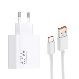 Kucni punjac Xiaomi HyperCharge 67W sa USB na Type C kablom beli EU.