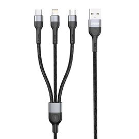 USB data kabl Superior SU-K106 3in1 Lightning/Micro/Type C 1m crni (MS).