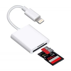 OTG adapter Lighting citac kartica TF/SD beli.