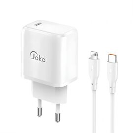 Kucni punjac KONFULON JK91+DC66 PD20W sa PD kablom Type C na iPhone lightning beli.
