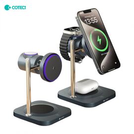 Wireless punjac Coteci BS-025 3u1 - mobilni telefon/slusalice/pametni sat crni.