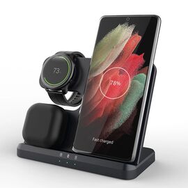 Desktop drzac - mobilni telefon Q10B-X 3u1 (wireless punjac za mobilni telefon, slusalice i Samsung smart watch).