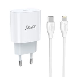 Kucni punjac Comicell Superior CO-DC55 Fast PD 20W 3A Type C na Lightning beli (MS).
