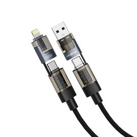 USB data kabl Moxom 4 u 1 Type C na Type C/Lightning, USB na Type C/lightning MX-CB364 100W 1m crni (MS).