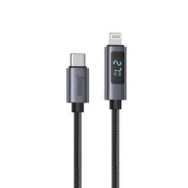 USB data kabl Superior SU-K107 pleteni Type-C na Lightning 3A 27W sa LED ekranom 1m crni (MS).
