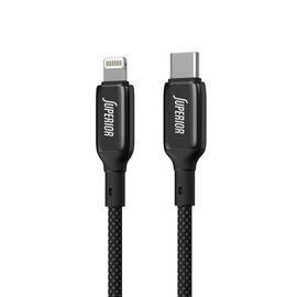 USB data kabl Superior SU-K105 Cink 27W 3A Type C na Lightning 1m crni (MS).