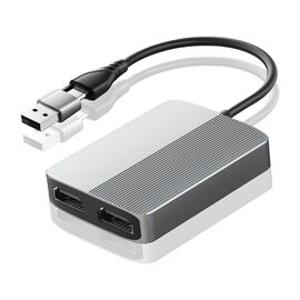 Adapter Type C - USB 3.0 JWD na 2x HDMI 60Hz sivi.