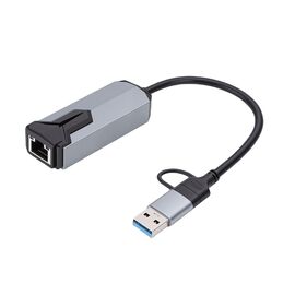 Adapter Type C - USB 3.0 JWD na 2.5Gbps Gigabitni LAN sivo crni.