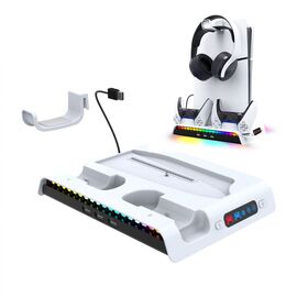 iPega PG-P5S006 vertikalni multifunkcionalni Drzac - PS5 slim/PRO RGB beli.