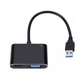 Adapter USB 3.0 JWD na HDMI, VGA, AUDIO, 3 u 1 crni.