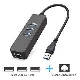 Adapter USB 3.0 na RJ45 i USB HUB 3 porta 2u1 JWD.