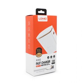Kucni punjac LDNIO A1301Q Quick Charge 3.0 2.4A sa iPhone lightning kablom beli.