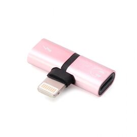 Adapter - slusalice I punjenje W2 iPhone lightning roze.