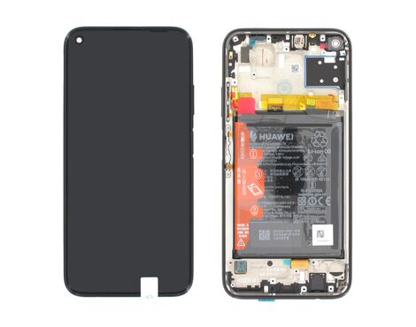 LCD displej (ekran) - Huawei P40 Lite + touchscreen + baterija + frame black (crni) Service Pack ORG/02353KFU.