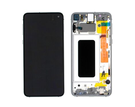 LCD displej (ekran) - Samsung G970/Galaxy S10e + touchscreen + frame Prism white (beli) Service Pack ORG/GH82-18852B.
