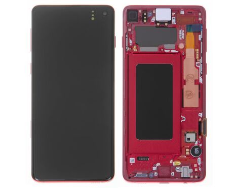 LCD displej (ekran) - Samsung G973/Galaxy S10 + touchscreen + frame Prism Red Service Pack ORG/GH82-18850H.