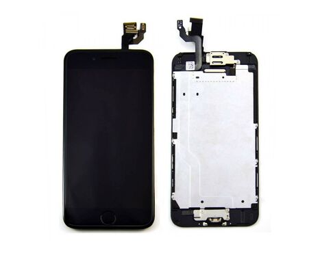 LCD displej (ekran) - Iphone 6G sa touchscreen crni OEM foxconn/staklo CHA+HOME dugme+zvucnik+prednja kamera.