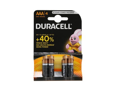 Baterija alkalna 1.5V AAA LR3 blister 4/1 Duracell (MS).