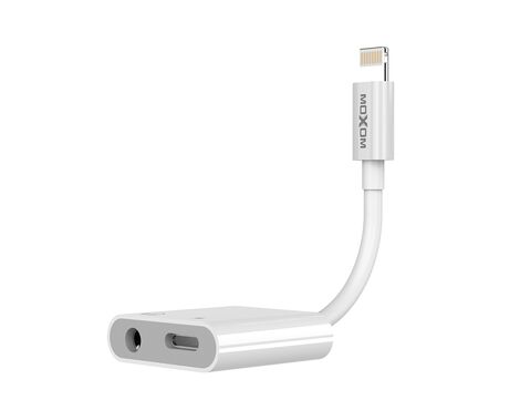 Adapter audio Moxom MX-AX15 iPhone Lightning na AUX 3.5mm (music only) + lightning charging (MS).