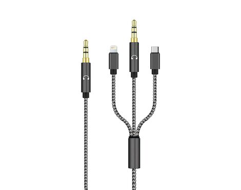 Adapter audio 3-in-1 3.5mm na Type-C + AUX + lightning crni (MS).