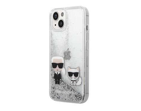 Futrola Karl Lagerfeld Liquid Glitter Case Karl And Choupette - Iphone 14 Plus srebrna Full ORG (KLHCP14MGKCS) (MS).