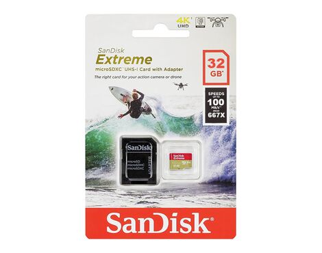 Memorijska kartica SanDisk SDHC 32GB Micro SD Extreme 100MB/s V30 UHS-I U3+ SD adapterom (MS).