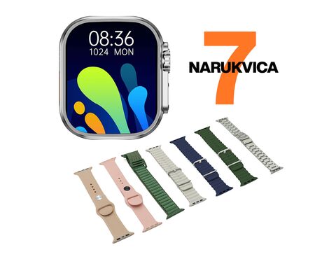 Smart watch WS-X9 ULTRA srebrni (7 narukvica) (MS).