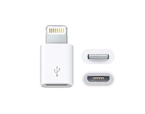 Adapter OTG micro USB na iPhone lightning beli.
