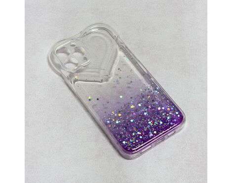 Futrola Heart Glitter - iPhone 13 ljubicasta.
