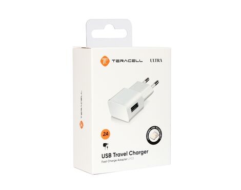 Kucni punjac Teracell Ultra LP03 2A sa iPhone lightning kablom beli.
