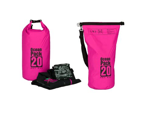 Vodootporna suva torba EL 20L pink.