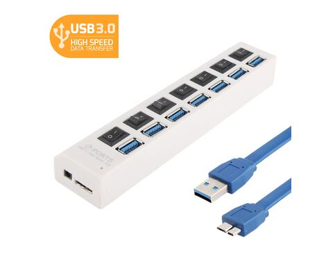 USB 3.0 HUB 7 portova JWD-U37 beli.
