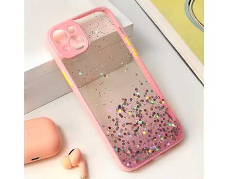 Futrola Frame Glitter - iPhone 15 Plus roze.