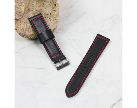 Narukvica elegant kozna - smart watch 22mm crno crvena.