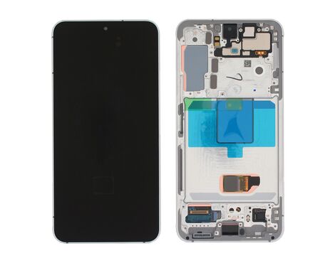 LCD displej (ekran) - Samsung S901B/Galaxy S22 5G + touchscreen + frame Awesome white (beli) Service Pack ORG/GH82-27520B.