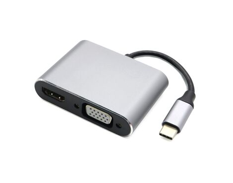 Hub Type-C to HDMI+VGA+Type C+USB3.0 (4 u 1) (MS).