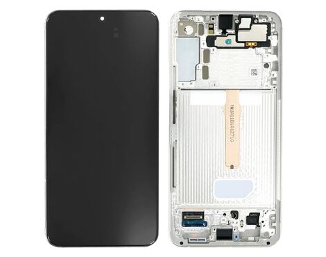 LCD displej (ekran) - Samsung S906/Galaxy S22 Plus 5G + touchscreen + frame white (beli) Service Pack ORG/GH82-27500B.