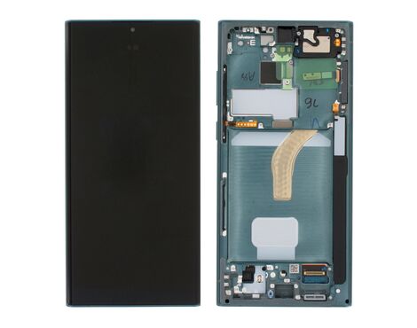 LCD displej (ekran) - Samsung S908/Galaxy S22 Ultra 5G + touchscreen + frame Green Service Pack ORG/GH82-27488D.