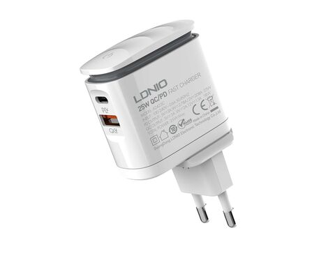 Kucni punjac LDNIO A2423C QC3.0 18W, PD 25W Type-C na Lightning beli (MS).