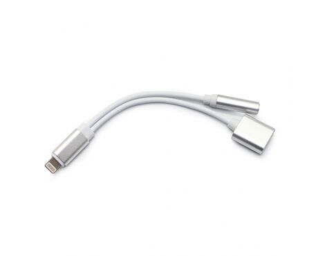 Iphone lightning adapter - slusalice i punjenje srebrni.