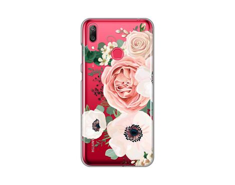 Silikonska futrola PRINT Skin - Huawei Y7 2019/Y7Prime 2019 Luxury Pink Flowers.