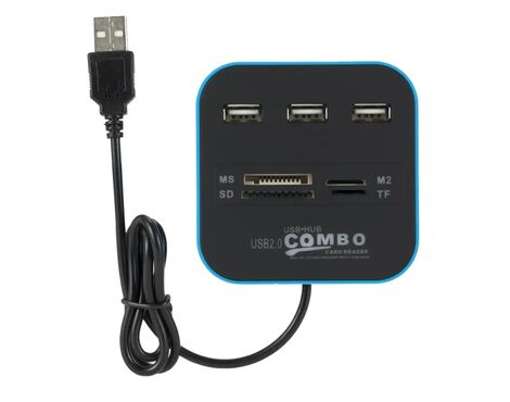 USB hub I citac kartica 2u1 JWD-U35 plavi.