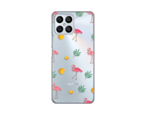 Silikonska futrola PRINT Skin - Huawei Honor X8 Flamingos.