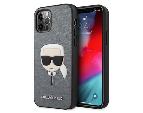 Futrola Karl Lagerfeld Hc PU Saffiano Head - iPhone 12/12 Pro 6.1 srebrna (KLHCP12MSAKHSL).