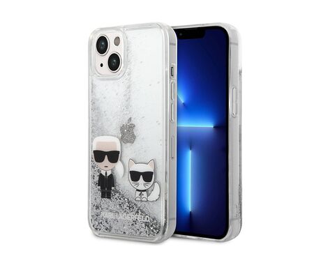 Futrola Karl Lagerfeld Hc Liquid Glitter Karl&Choupette - iPhone 14 srebrna (KLHCP14SGKCS).