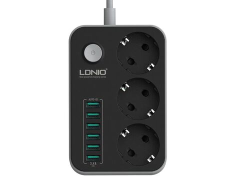 Produzni kabl LDNIO SE3631 3 uticnice 6xUSB 2m.