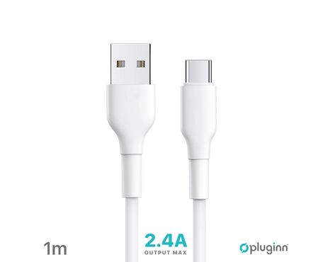 Data Kabl Pluginn PI-APD 2.4A USB na Type C beli 1m.