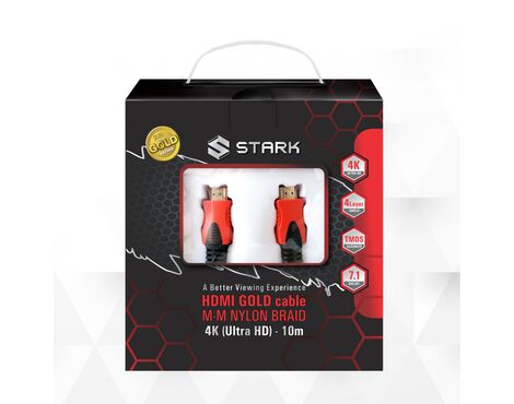 Kabl STARK HDMI M-M pozlacen 4K pleteni 10m.