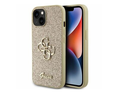 Futrola Guess Hc Fixed Glitter 4G Big Metal Logo - iPhone 15 zlatna (GUHCP15SHG4SGD).